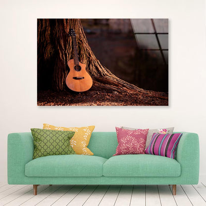 Wooden Acoustic Guitar Acrylic Glass Print Tempered Glass Wall Art 100% Made in Australia Ready to Hang