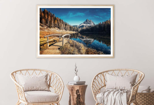 Scenic Autumn Landscape of Mountain Lake Antorno Home Decor Premium Quality Poster Print Choose Your Sizes