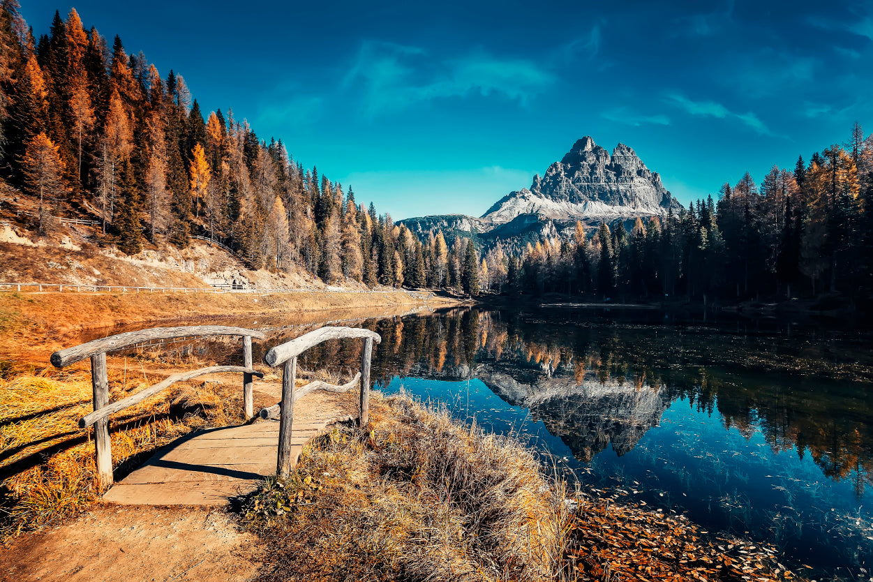 Scenic Autumn Landscape of Mountain Lake Antorno Print 100% Australian Made