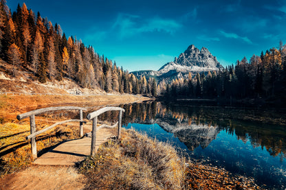 Scenic Autumn Landscape of Mountain Lake Antorno Print 100% Australian Made
