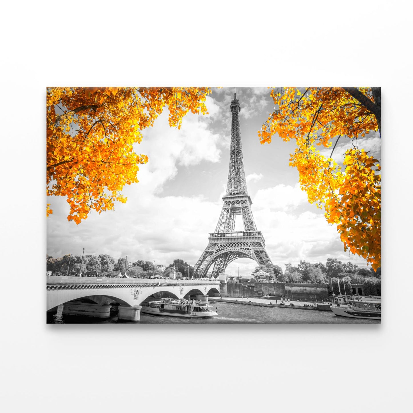 B&W Golden Eiffel Tower Acrylic Glass Print Tempered Glass Wall Art 100% Made in Australia Ready to Hang