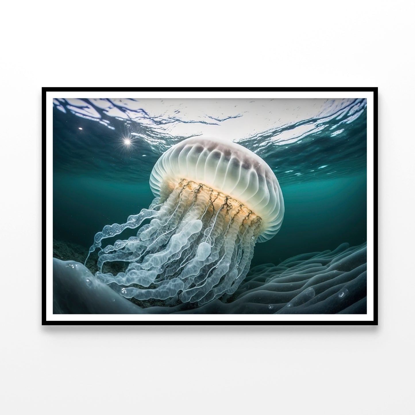 White Jellyfish Floating In the Water Home Decor Premium Quality Poster Print Choose Your Sizes