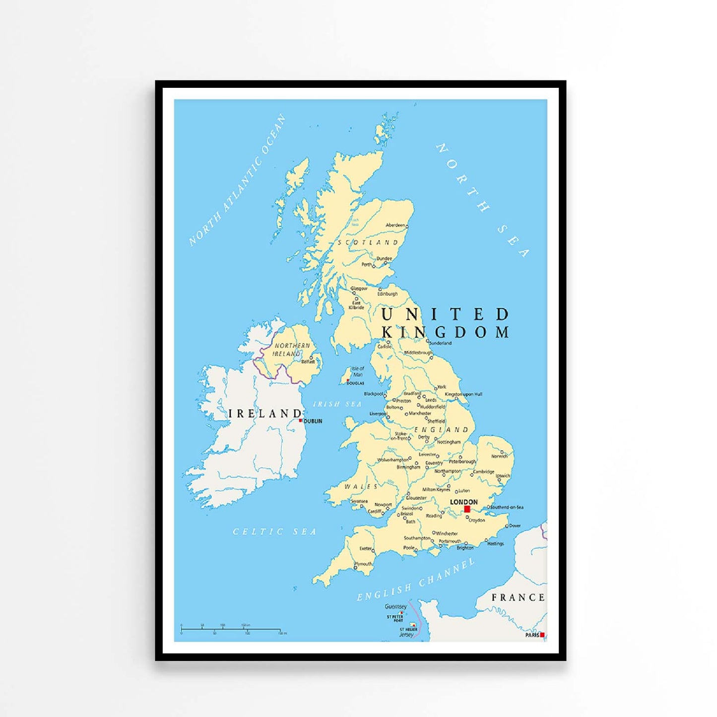 UK Political Map with Capital London Home Decor Premium Quality Poster Print Choose Your Sizes