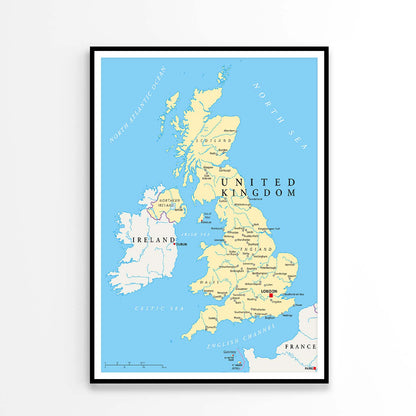 UK Political Map with Capital London Home Decor Premium Quality Poster Print Choose Your Sizes