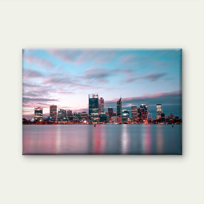 Beautiful twilight skyline of Perth over Swan River, Australia  Wall Art Decor 100% Australian Made