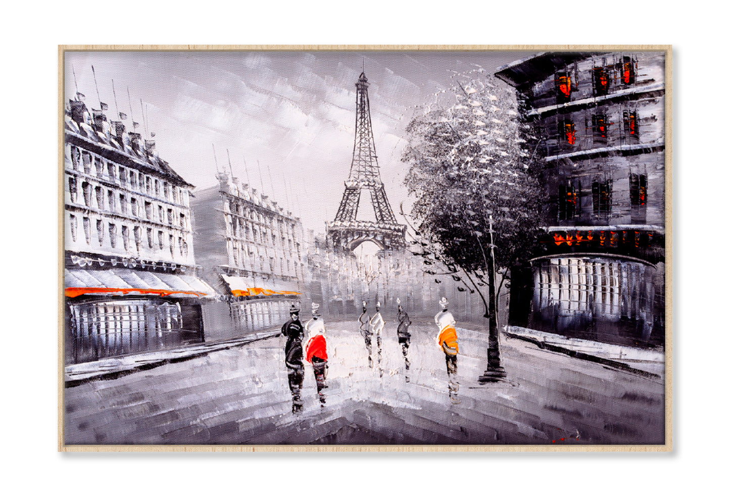 Street View Of Paris Oil Painting Limited Edition High Quality Print Canvas Box Framed Natural