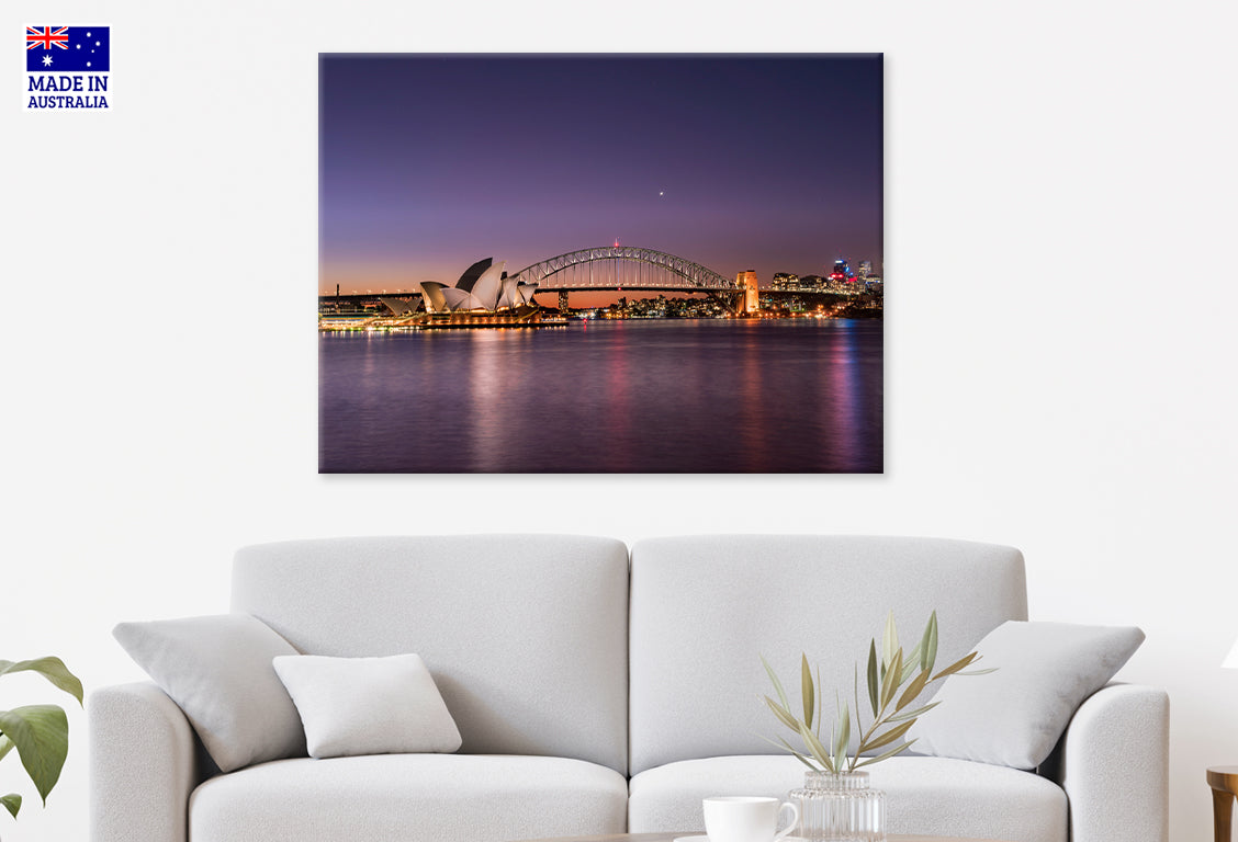 Sydney Opera House and Harbour Bridge Iconic View Wall Art Decor 100% Australian Made