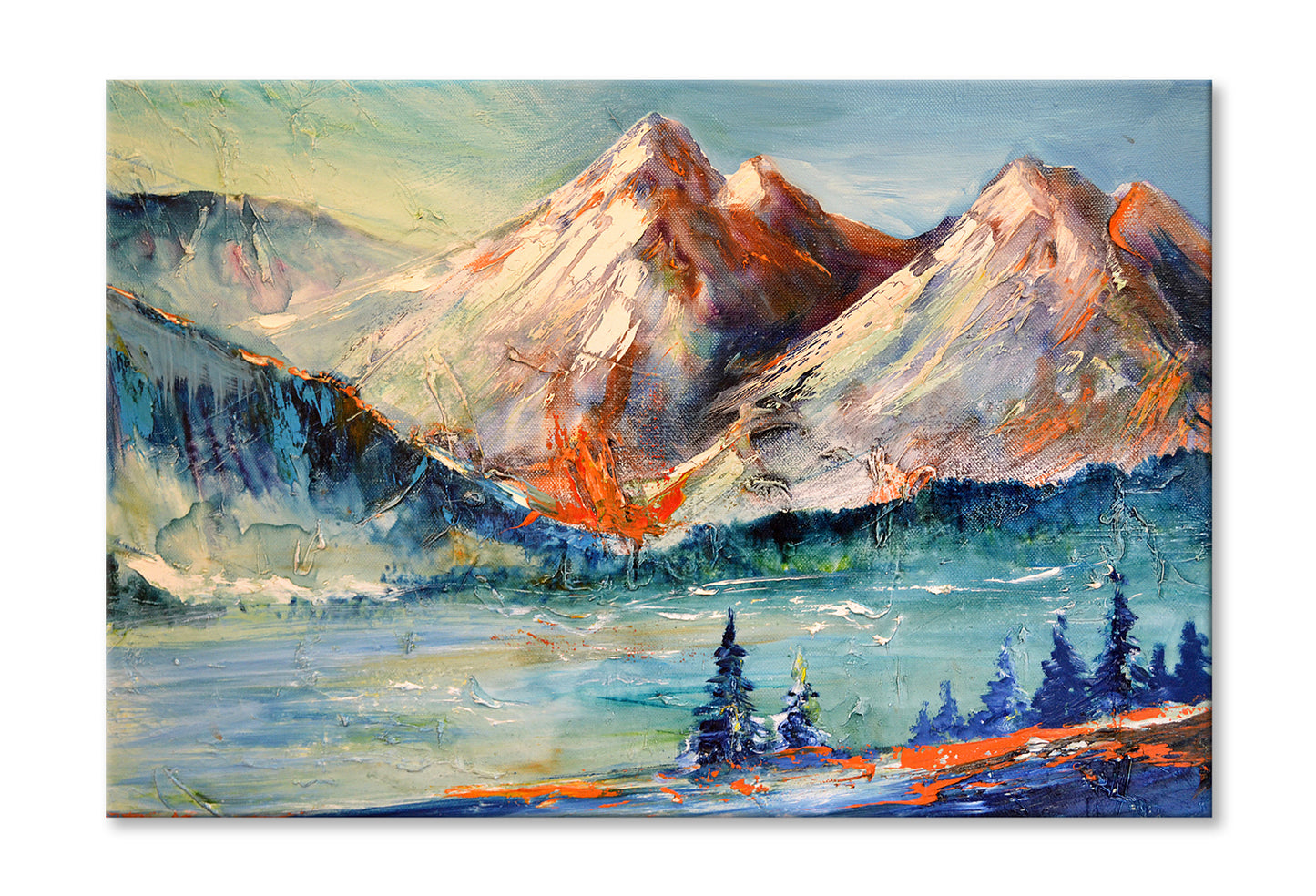 Mountain Pass With Forest Landscape Oil Painting Limited Edition High Quality Print Stretched Canvas None