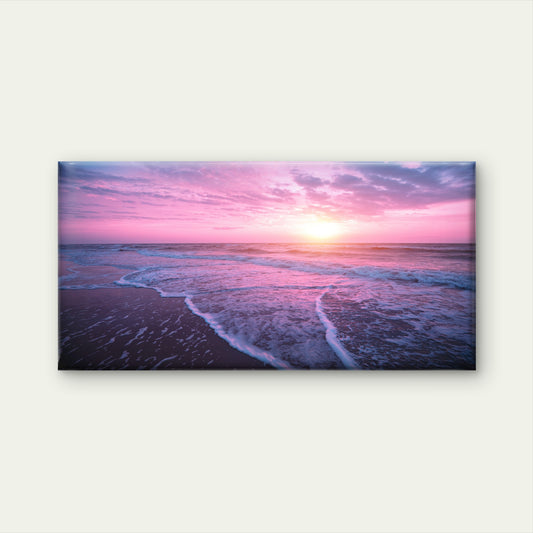 Malibu Beach Purple Sunset USA Wall Art Canvas Office Home Room Framed 120x60cm
