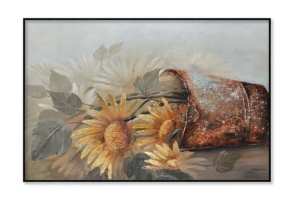 Sunflowers, Flowers, Old Tin Cans Wall Art Limited Edition High Quality Print