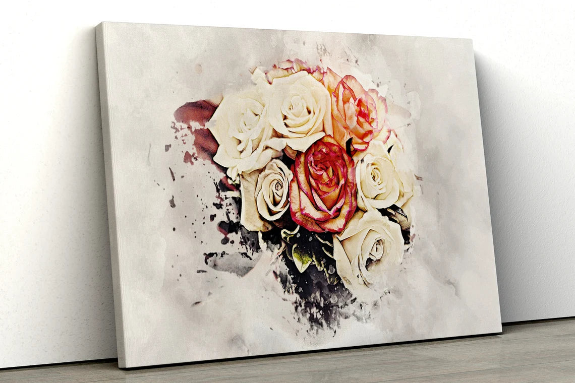 Bouquet of flowers water color UV Direct Aluminum Print Australian Made Quality