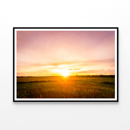 Empty Grassland and Sunset Home Decor Premium Quality Poster Print Choose Your Sizes