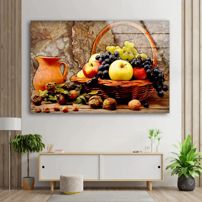 Fruit Basket on Table UV Direct Aluminum Print Australian Made Quality