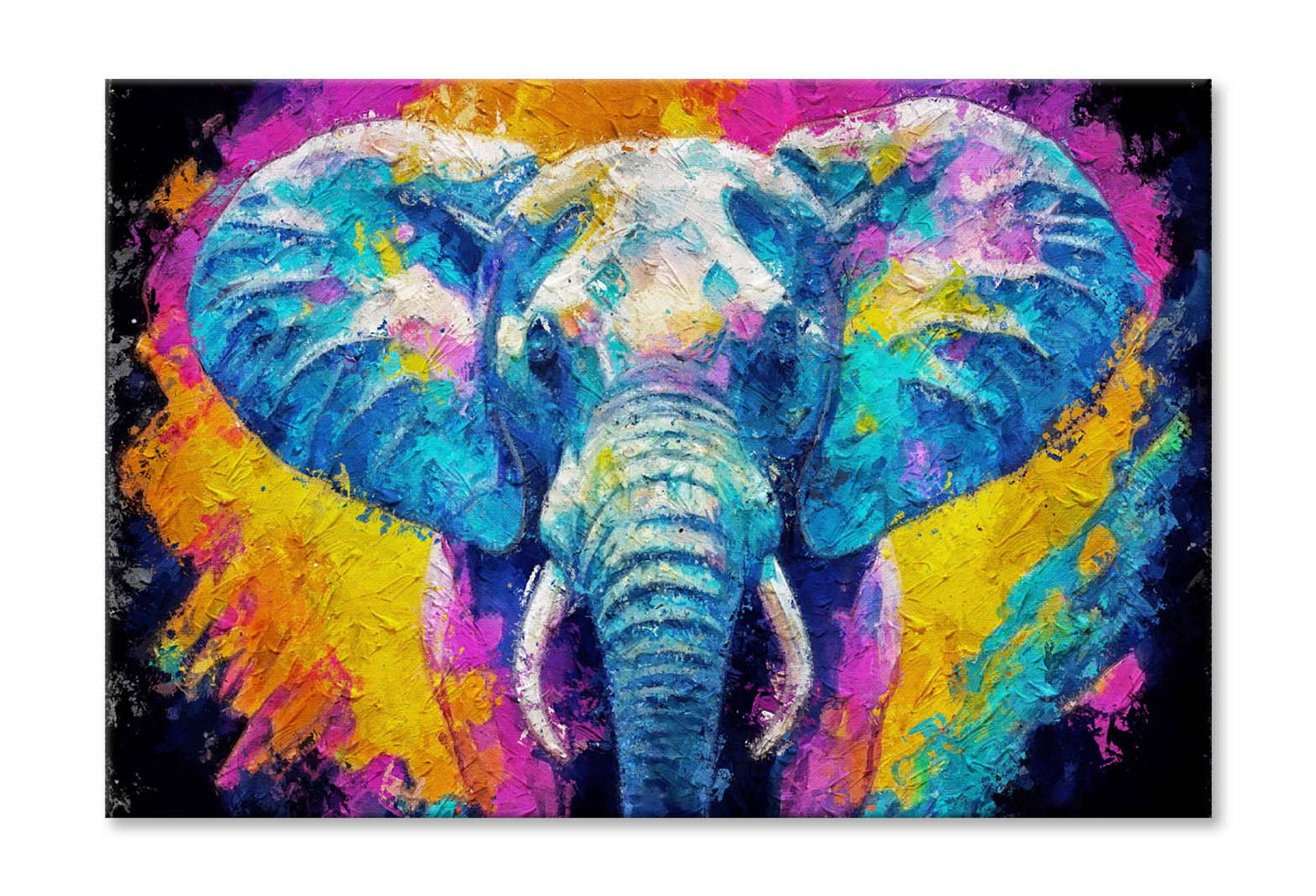 Painting Of Elephant Happy, Animal Wall Art Limited Edition High Quality Print