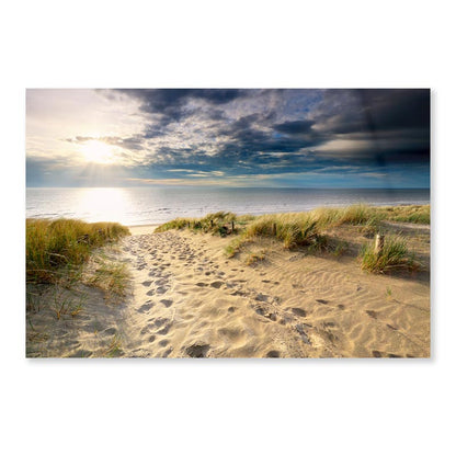 Sand Path to North Sea Beach in Sunshine, Holland Acrylic Glass Print Tempered Glass Wall Art 100% Made in Australia Ready to Hang