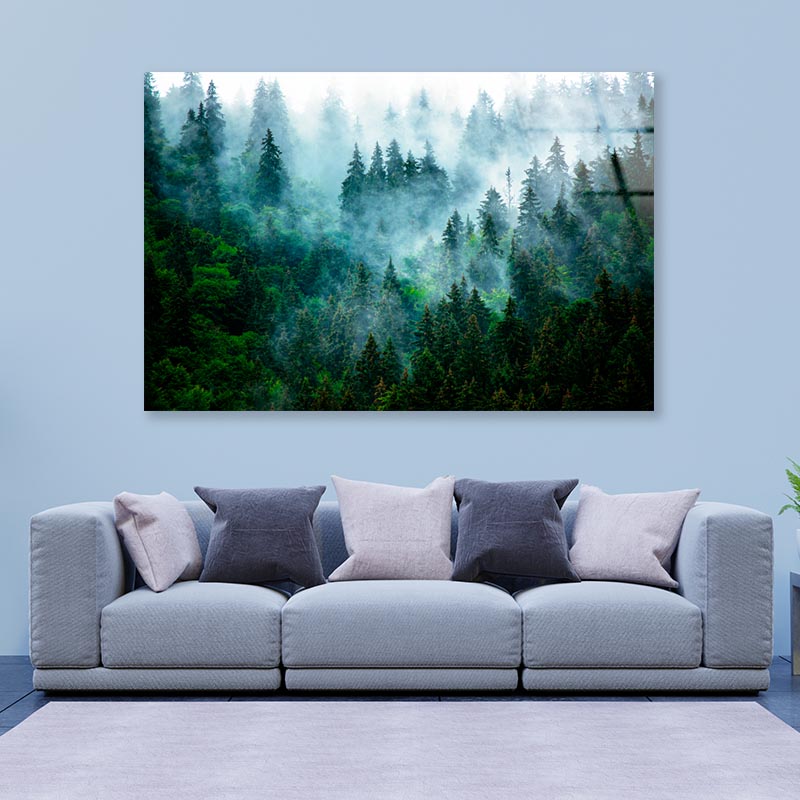 Misty Mountain Landscape Acrylic Glass Print Tempered Glass Wall Art 100% Made in Australia Ready to Hang