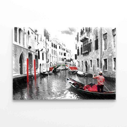 Gondolas on Venice, Sketch Style Wall Art Decor 100% Australian Made - Bella Home Decor