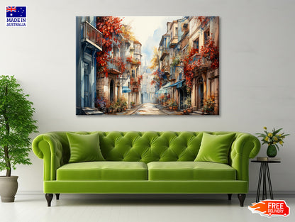 Watercolor Painting of a City Streets in autumn Print 100% Australian Made