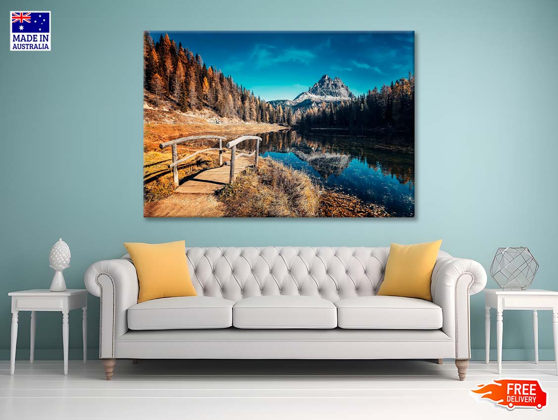 Scenic Autumn Landscape of Mountain Lake Antorno Print 100% Australian Made