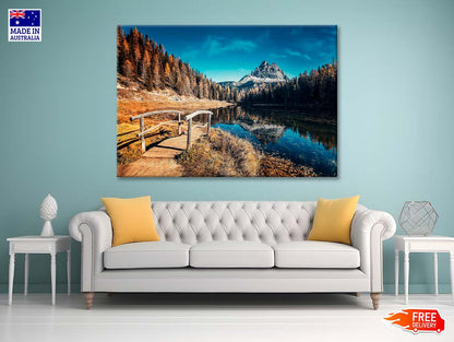 Scenic Autumn Landscape of Mountain Lake Antorno Print 100% Australian Made