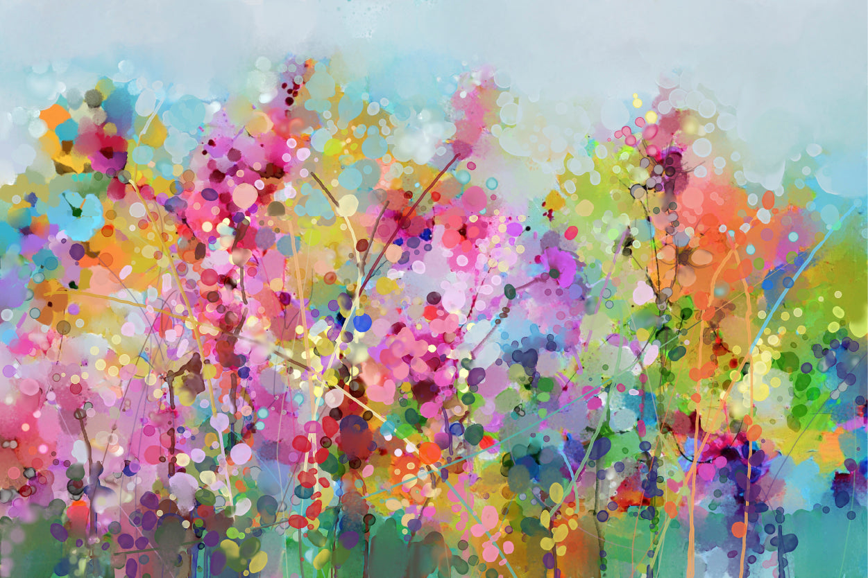 Abstract Watercolor Painting of Spring Flower Wall Art Decor 100% Australian Made