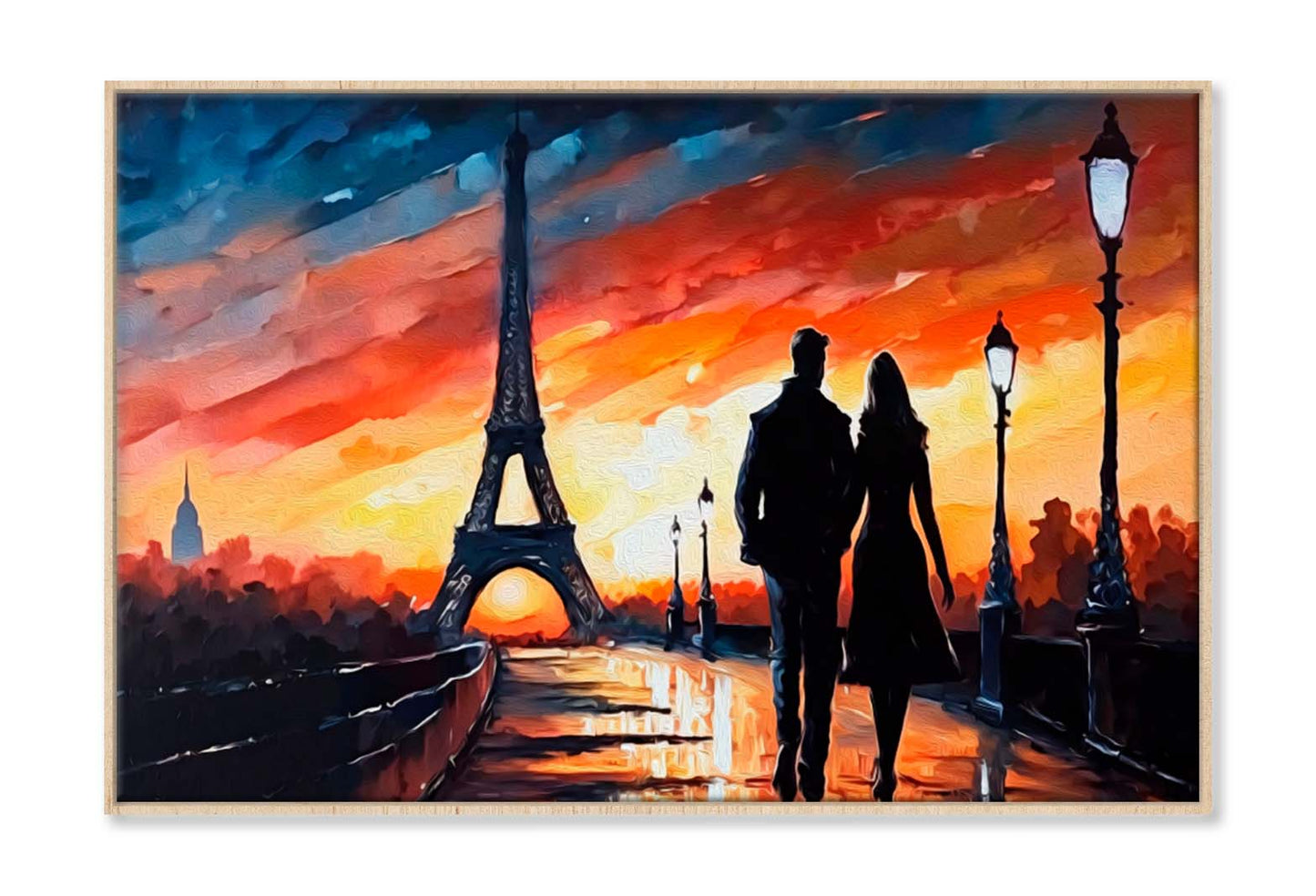 Couple Sunset & Eiffel Tower, Paris Wall Art Limited Edition High Quality Print