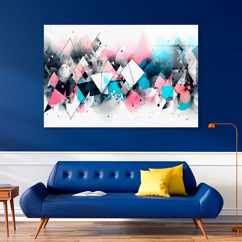 Geometric Pink Abstract Acrylic Glass Print Tempered Glass Wall Art 100% Made in Australia Ready to Hang