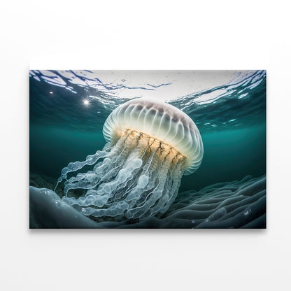 White Jellyfish Floating In the Water Print 100% Australian Made - Bella Home Decor