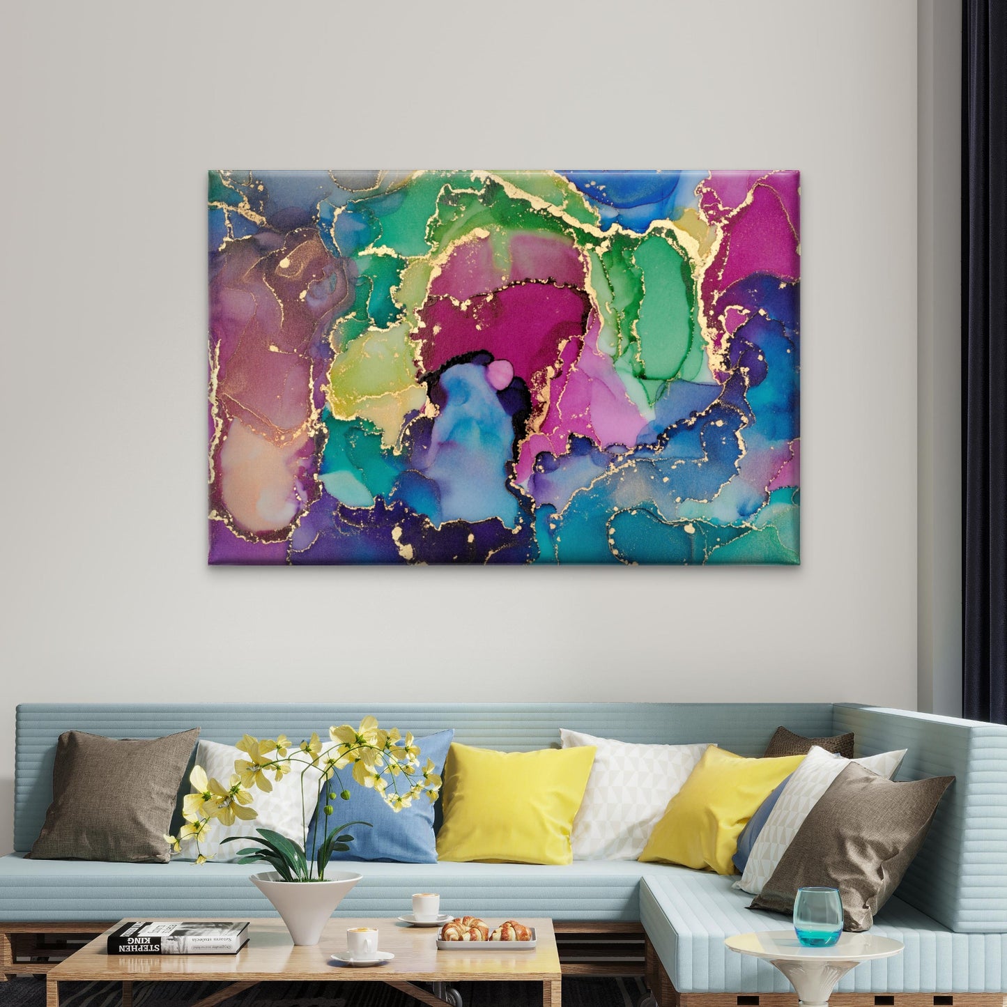 Gold Vein Alcohol Ink Abstract Texture Wall Art Decor 100% Australian Made