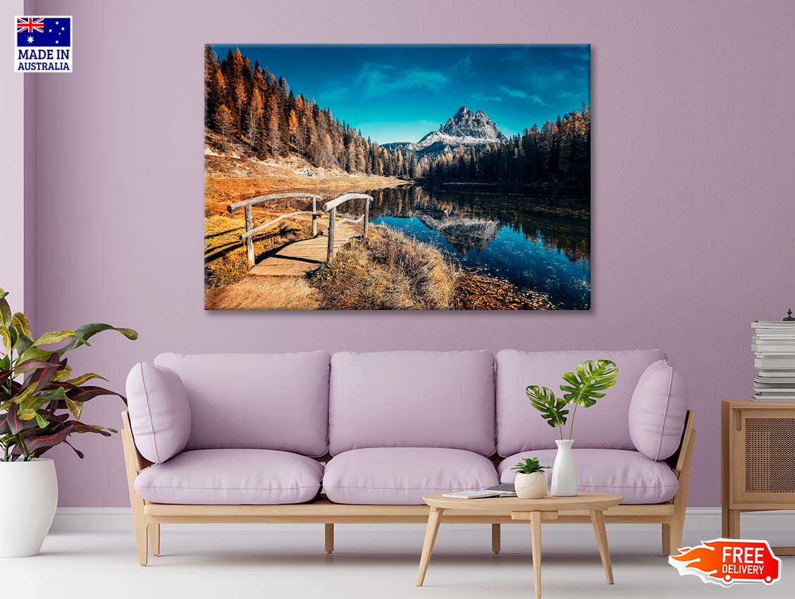 Scenic Autumn Landscape of Mountain Lake Antorno Print 100% Australian Made