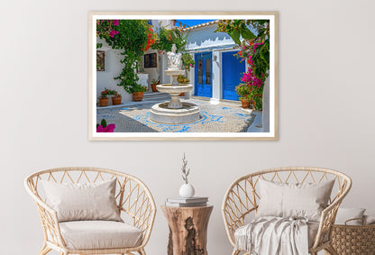 Fountain in a Courtyard, Flowers, Houseplant Home Decor Premium Quality Poster Print Choose Your Sizes