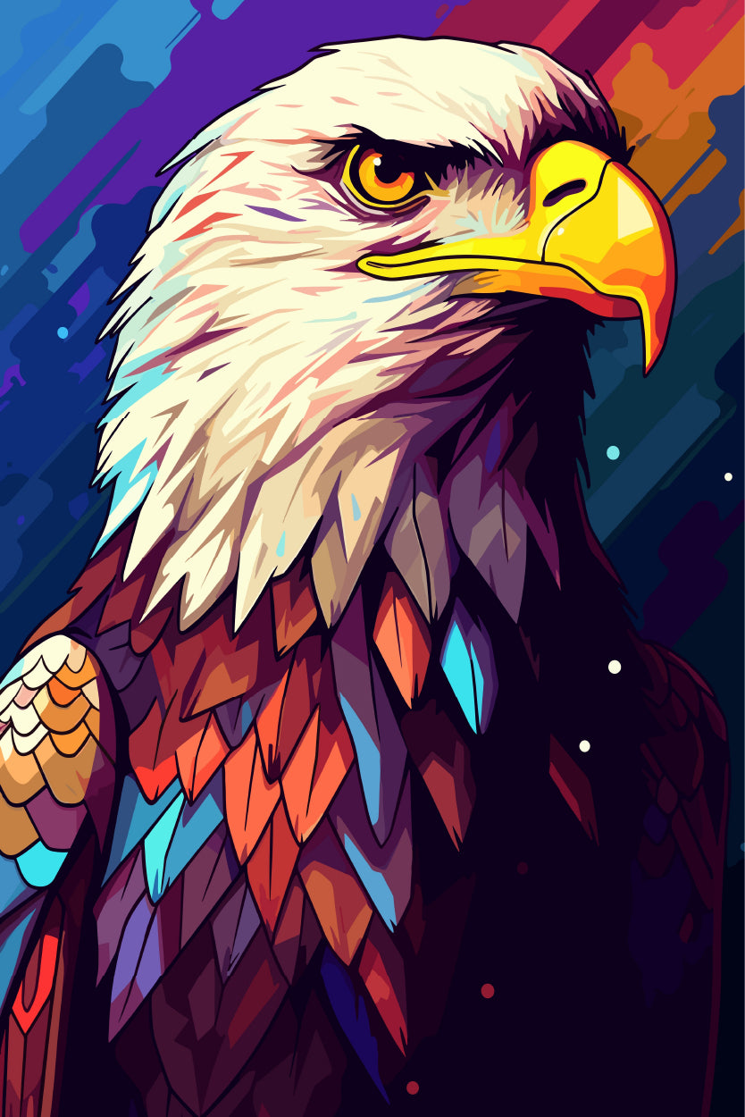 Majestic Rainbow Bald Eagle Animal 40x60cm Metal Print Ready to Hang - Bella Home Decor