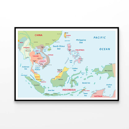 Southeast Asia Map Home Decor Premium Quality Poster Print Choose Your Sizes