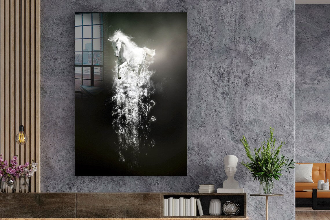 Silver Horse Abstract UV Direct Aluminum Print Australian Made Quality