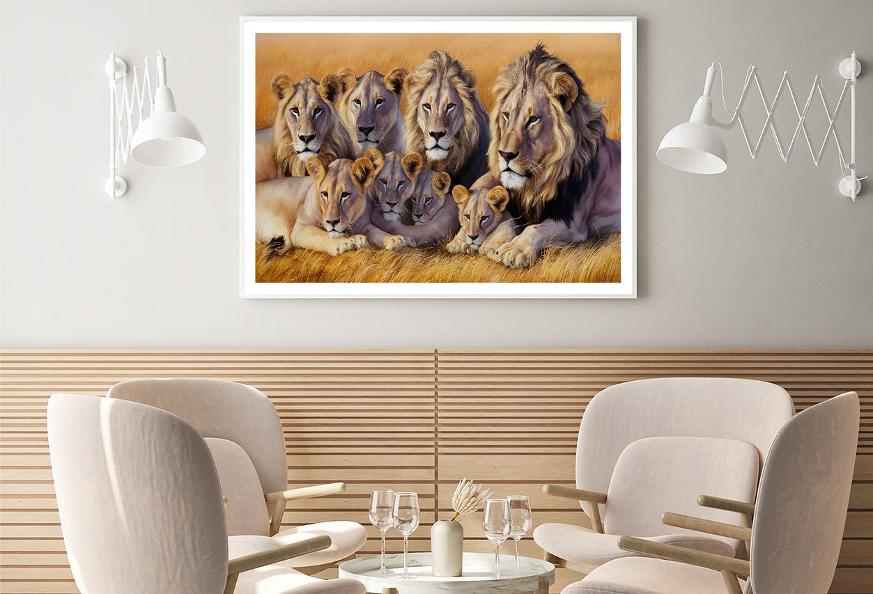 A Pride of Lions Resting Together In the Grasslands Home Decor Premium Quality Poster Print Choose Your Sizes