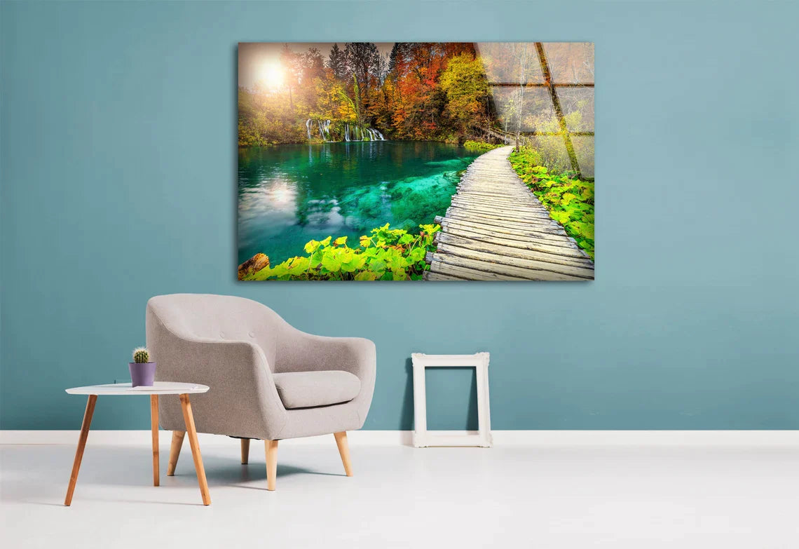 Wooden Pier Near River UV Direct Aluminum Print Australian Made Quality