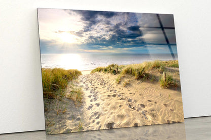 Sand Path to North Sea Beach in Sunshine, Holland Acrylic Glass Print Tempered Glass Wall Art 100% Made in Australia Ready to Hang