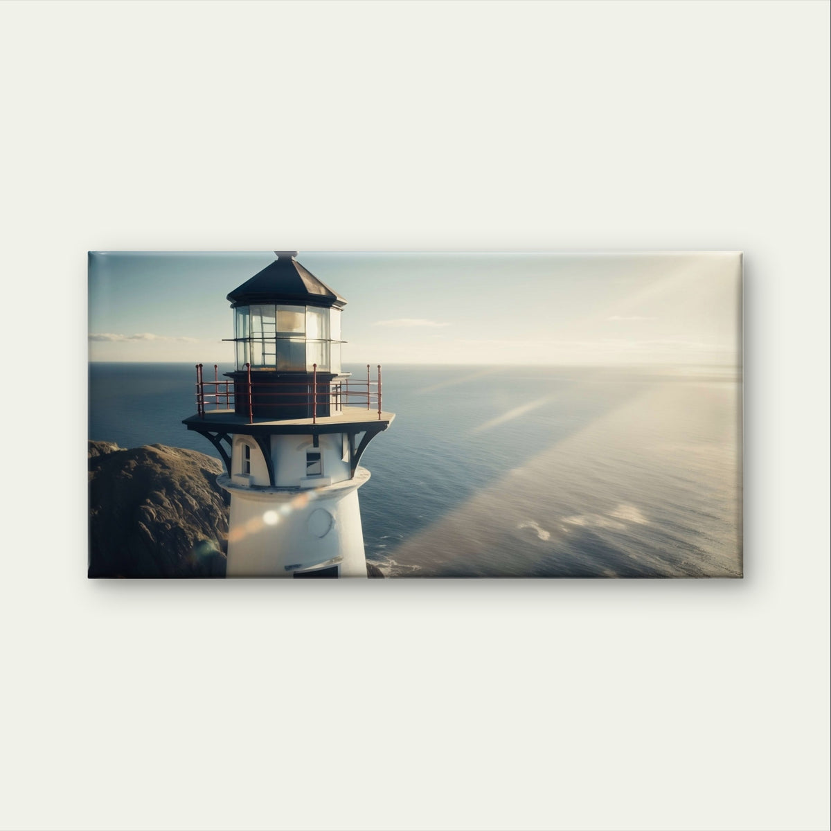 Coastal Lighthouse Ocean Waves Sunset Seascape Wall Art Canvas Office Home Framed 120x60cm - Bella Home Decor