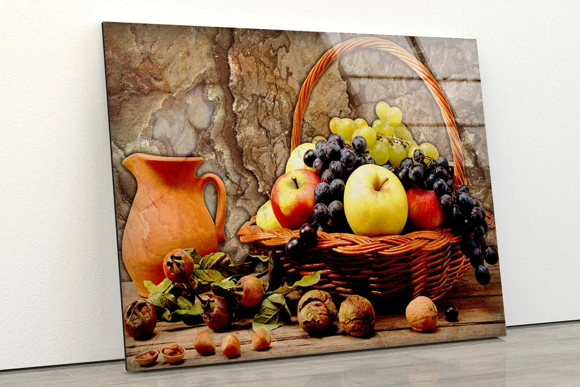 Fruit Basket on Table UV Direct Aluminum Print Australian Made Quality