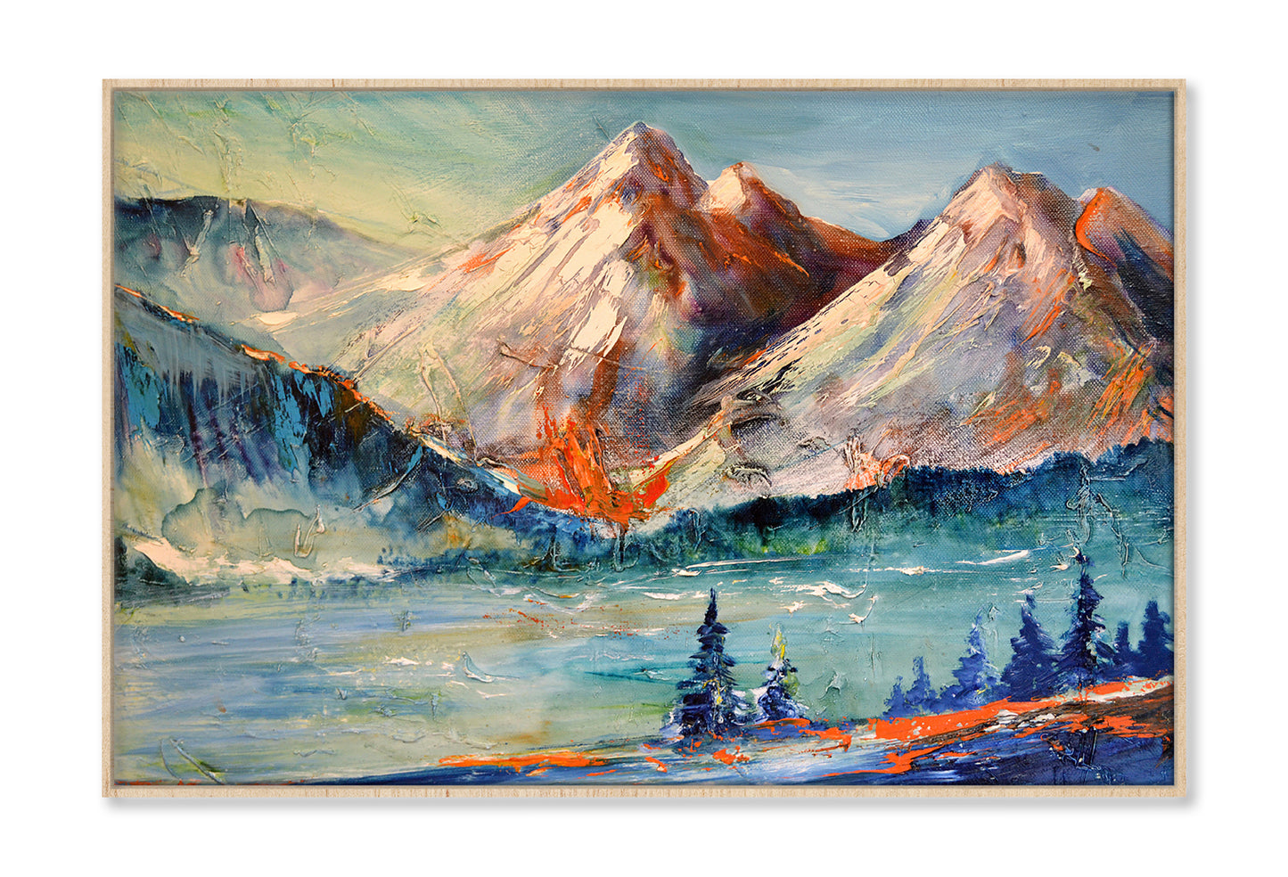 Mountain Pass With Forest Landscape Oil Painting Limited Edition High Quality Print Canvas Box Framed Natural