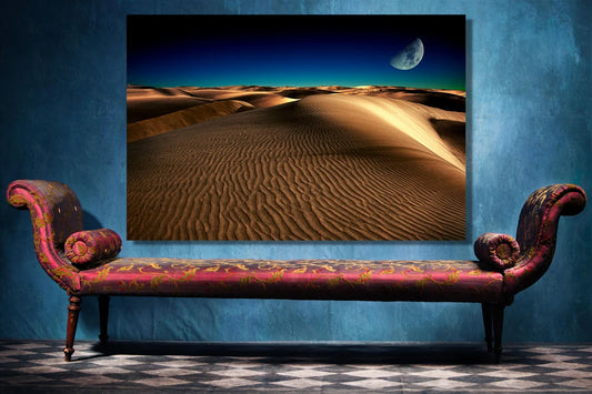 Sahara Desert Moonlight UV Direct Aluminum Print Australian Made Quality