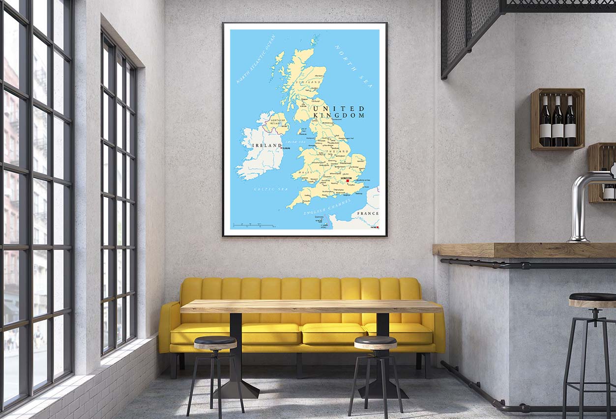 UK Political Map with Capital London Home Decor Premium Quality Poster Print Choose Your Sizes