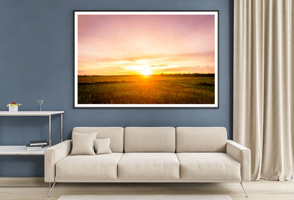 Empty Grassland and Sunset Home Decor Premium Quality Poster Print Choose Your Sizes