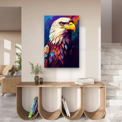 Majestic Rainbow Bald Eagle Animal 60x90cm Metal Print Ready to Hang