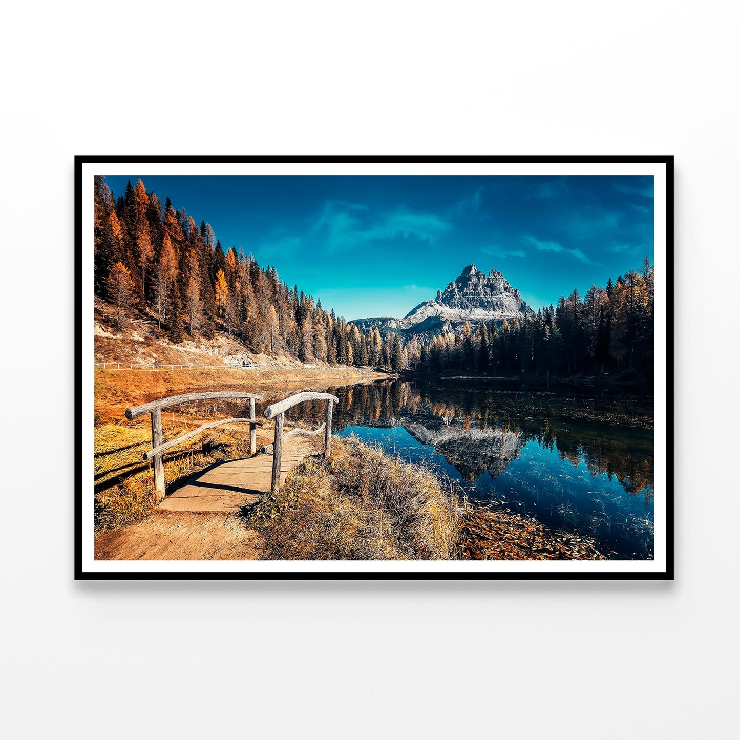 Scenic Autumn Landscape of Mountain Lake Antorno Home Decor Premium Quality Poster Print Choose Your Sizes