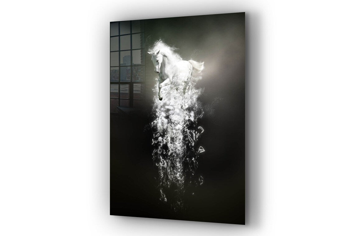 Silver Horse Abstract UV Direct Aluminum Print Australian Made Quality