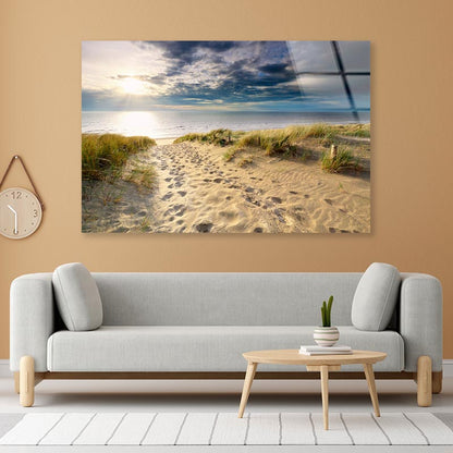 Sand Path to North Sea Beach in Sunshine, Holland Acrylic Glass Print Tempered Glass Wall Art 100% Made in Australia Ready to Hang