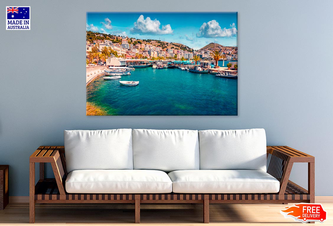 Spring Cityscape Of Saranda Port Print 100% Australian Made