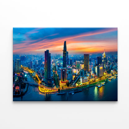 Saigon City at Twilight Vietnam Wall Art Decor 100% Australian Made - Bella Home Decor