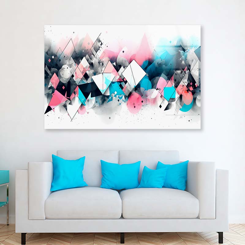 Geometric Pink Abstract Acrylic Glass Print Tempered Glass Wall Art 100% Made in Australia Ready to Hang